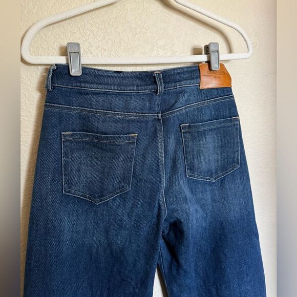 WEEKEND MAX MARA Wide Leg Barrel Jeans Split Hem Sz 29 in Dark Wash High Rise - Picture 8 of 9